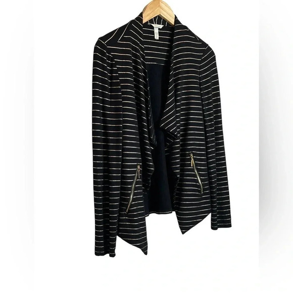 Soma | French Terry Zipper Jacket Gold Glitz Stripe Black EUC - Picture 5 of 9